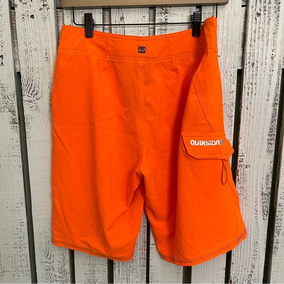 Quicksilver Swim Trunks Mens Size 29 Neon Orange Board Shorts Unlined Beach Pool - Picture 7 of 8